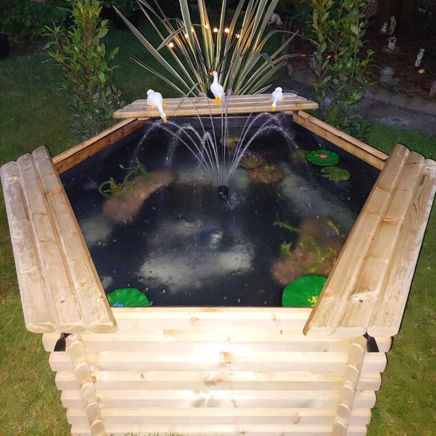 175 Gallon Raised Wooden Garden Pond | Hexagonal Above-Ground Kit