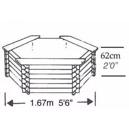175 Gallon Raised Wooden Garden Pond | Hexagonal Above-Ground Kit