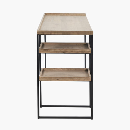 Gallery Natural Wood Veneer and Black Metal Desk