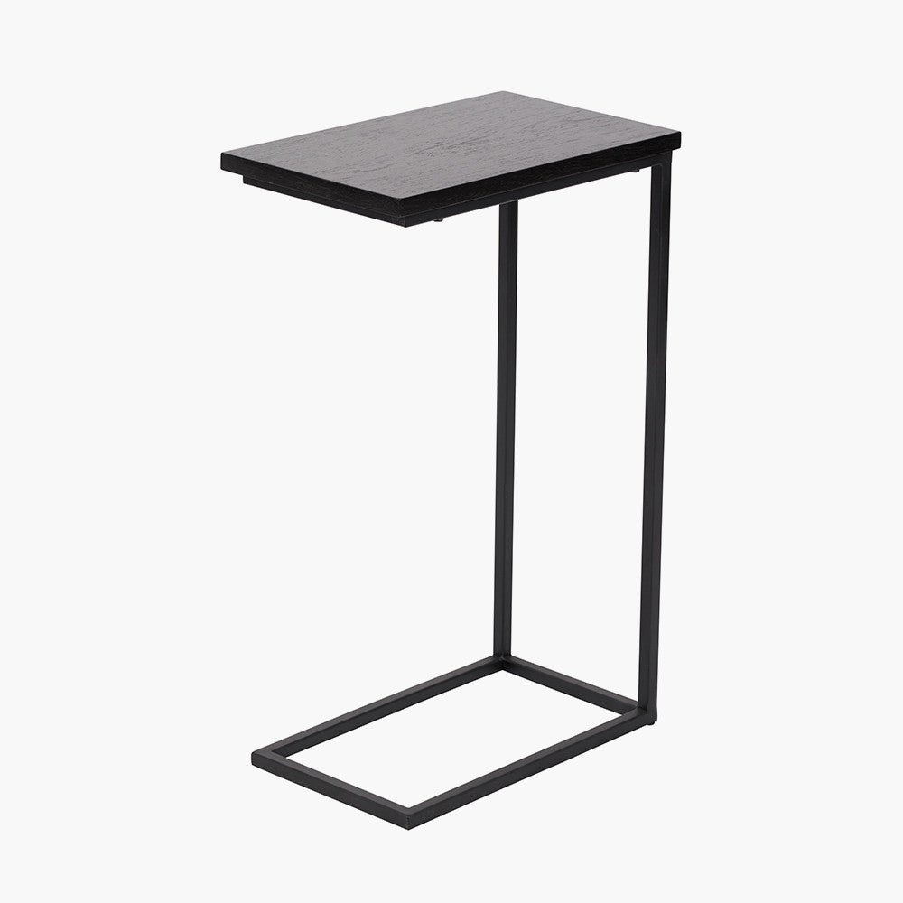 Soho Black Ash Veneer and Black Metal Supper Side Table