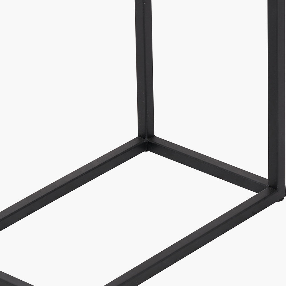 Soho Black Ash Veneer and Black Metal Supper Side Table