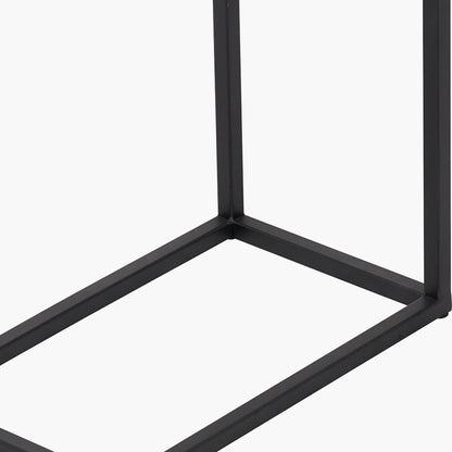 Soho Black Ash Veneer and Black Metal Supper Side Table