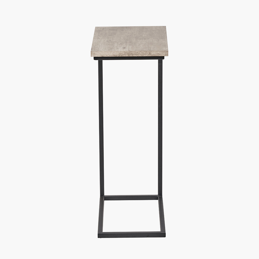 Soho Concrete Effect and Black Metal Supper Side Table