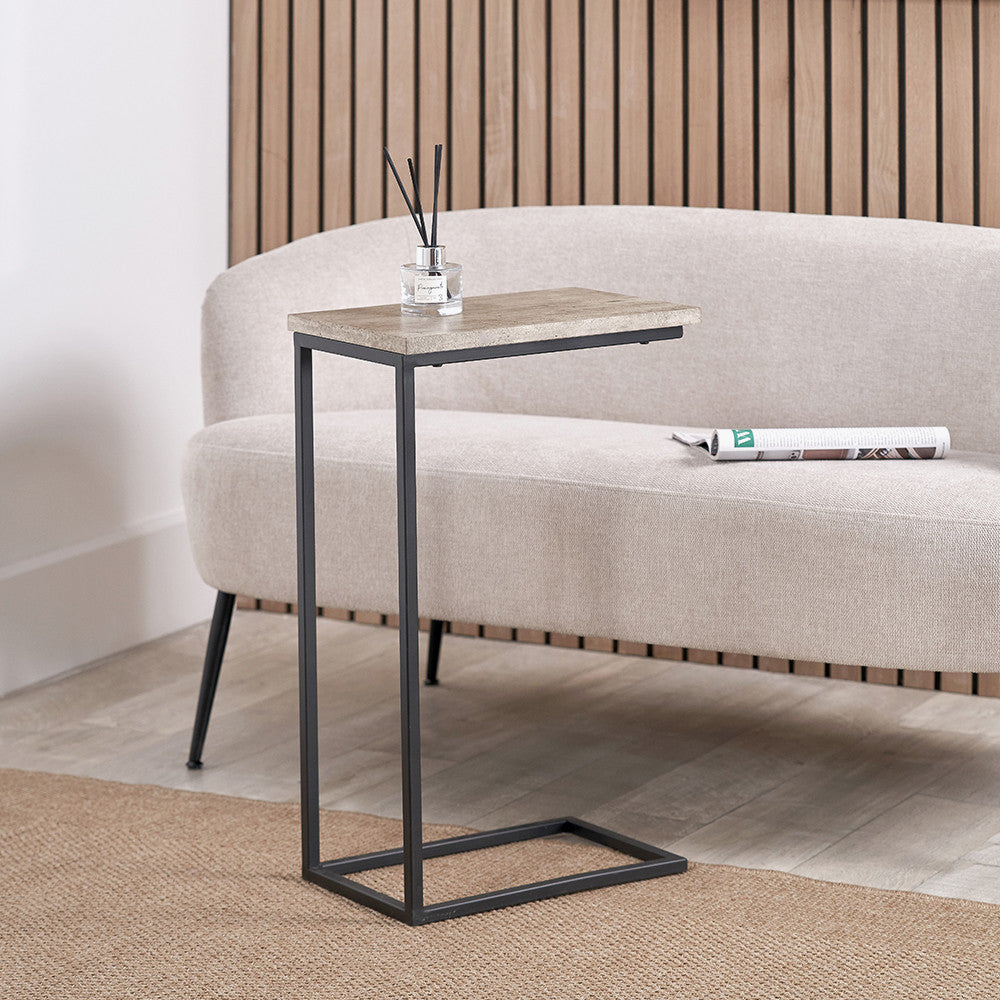 Soho Concrete Effect and Black Metal Supper Side Table