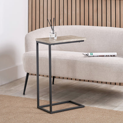 Soho Concrete Effect and Black Metal Supper Side Table