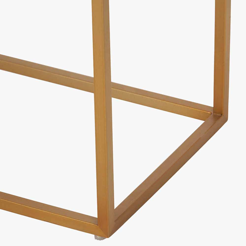 Madison Beige Granite and Burnished Gold Metal Console Table