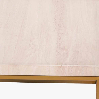 Madison Beige Granite and Burnished Gold Metal Square Coffee Table