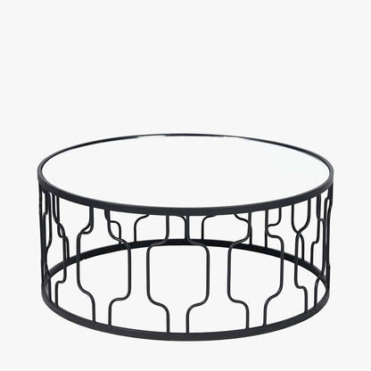 Caprisse Mirrored Glass and Graphite Metal Coffee Table