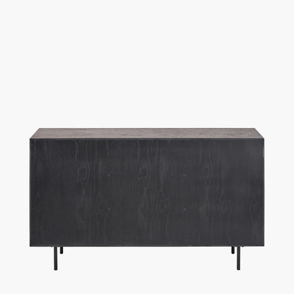 Hailee Black and Natural Chevron Oak and Pine Wood 2 Door 3 Drawer Sideboard