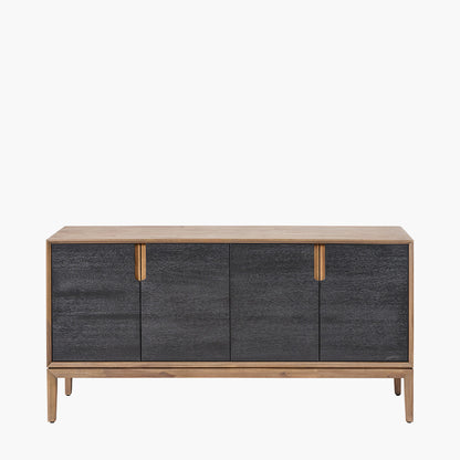Gio Black and Natural Acacia Wood 4 Door Sideboard