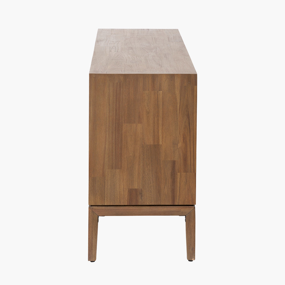 Gio Black and Natural Acacia Wood 4 Door Sideboard