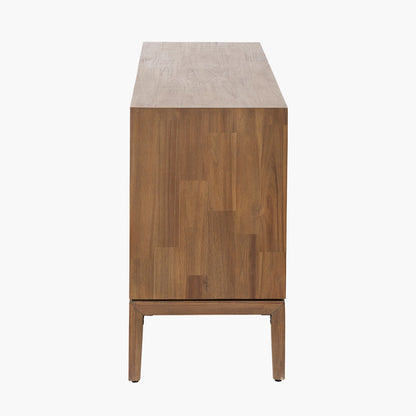 Gio Black and Natural Acacia Wood 4 Door Sideboard