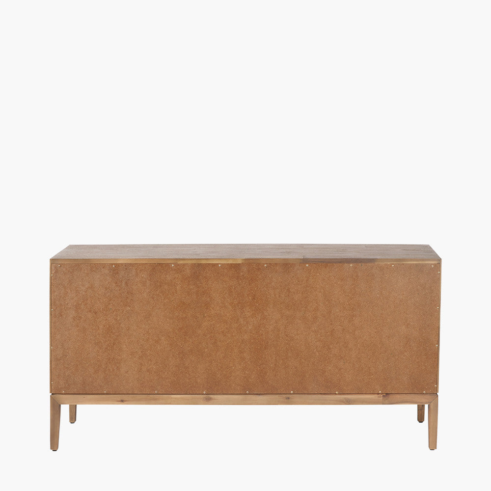 Gio Black and Natural Acacia Wood 4 Door Sideboard