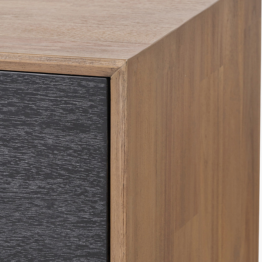 Gio Black and Natural Acacia Wood 4 Door Sideboard