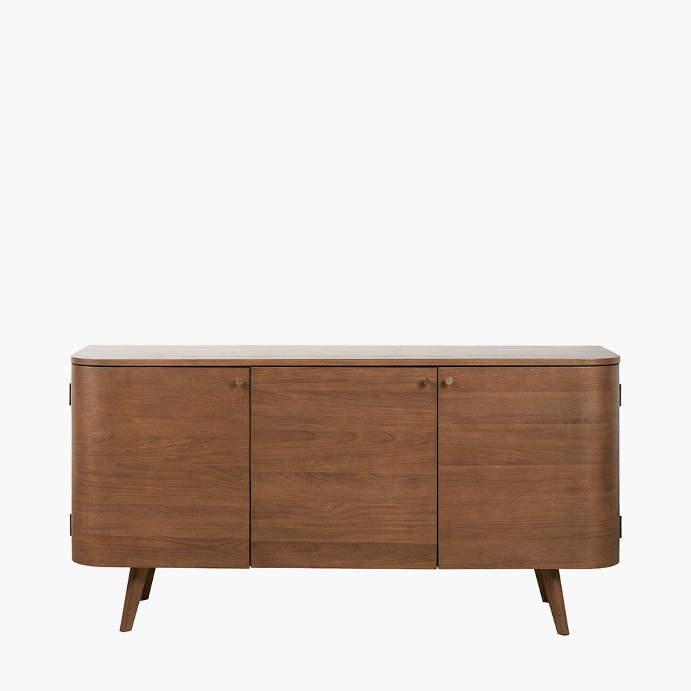 Elias Dark Ash Wood Retro 3 Door Sideboard