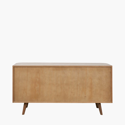 Elias Dark Ash Wood Retro 3 Door Sideboard