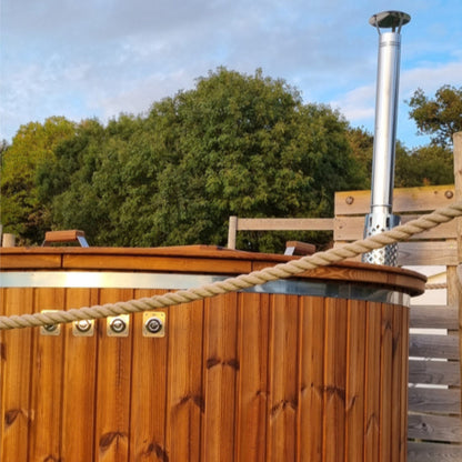 8-10 Person Wood-Fired Hot Tub | Round Shape | Fibreglass Liner