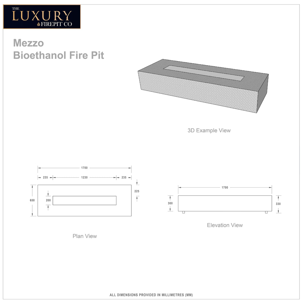 The Luxury Fire Pit Co Mezzo Bioethanol Fire Pit