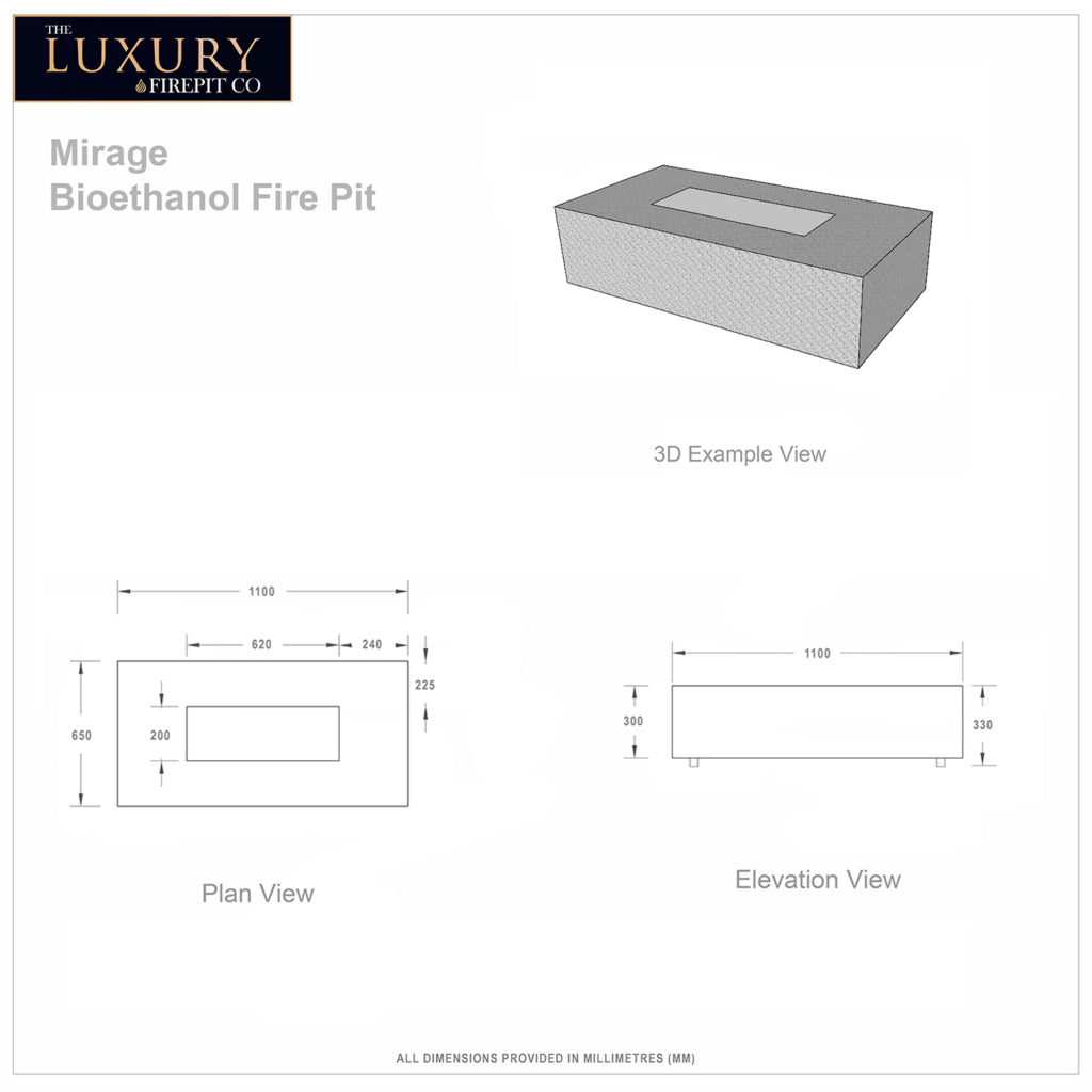 The Luxury Fire Pit Co Mirage Bioethanol Fire Pit
