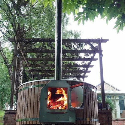 8-10 Person Wood-Fired Hot Tub | Round Shape | Fibreglass Liner
